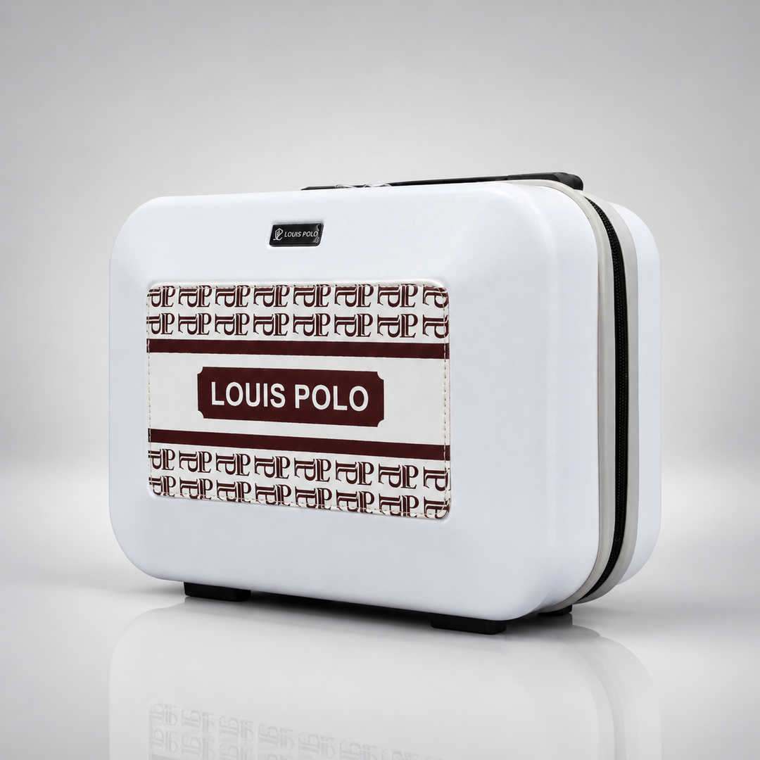 LOUIS POLO Signature Monogram 3-Piece Hard Shell Luggage Set with 20" Trolley &amp; 2 Vanity Cases