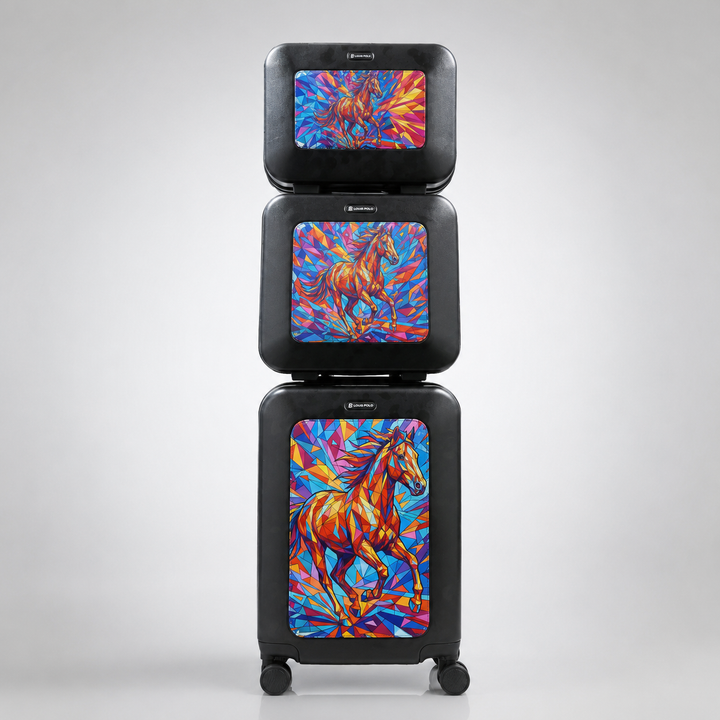 LOUIS POLO Signature Monogram 3-Piece Hard Shell Luggage Set with 20" Trolley &amp; 2 Vanity Cases