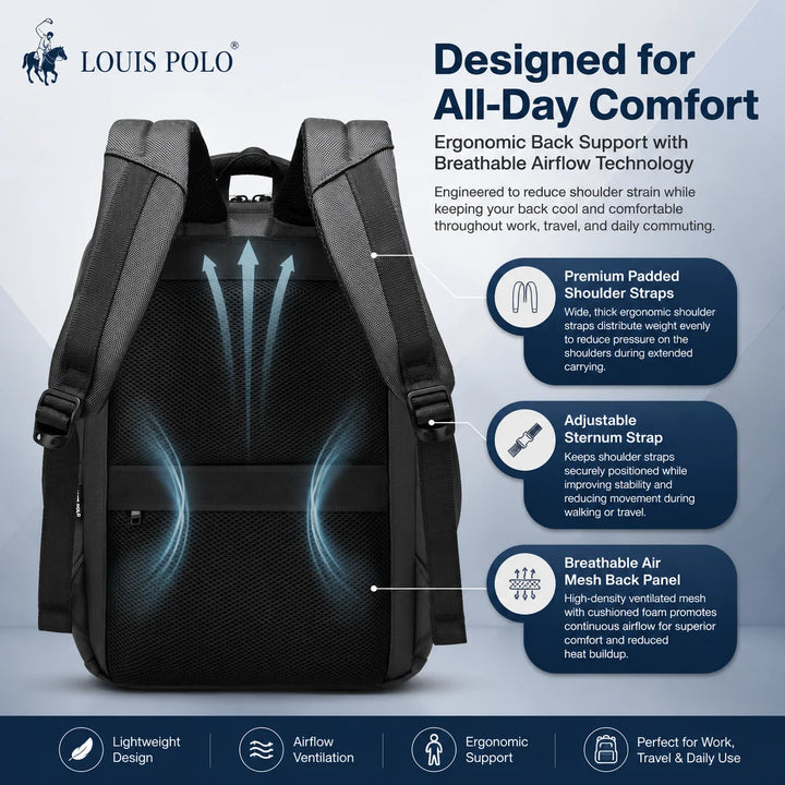 LOUIS POLO WorkGrid Business Backpack 15.6" Laptop