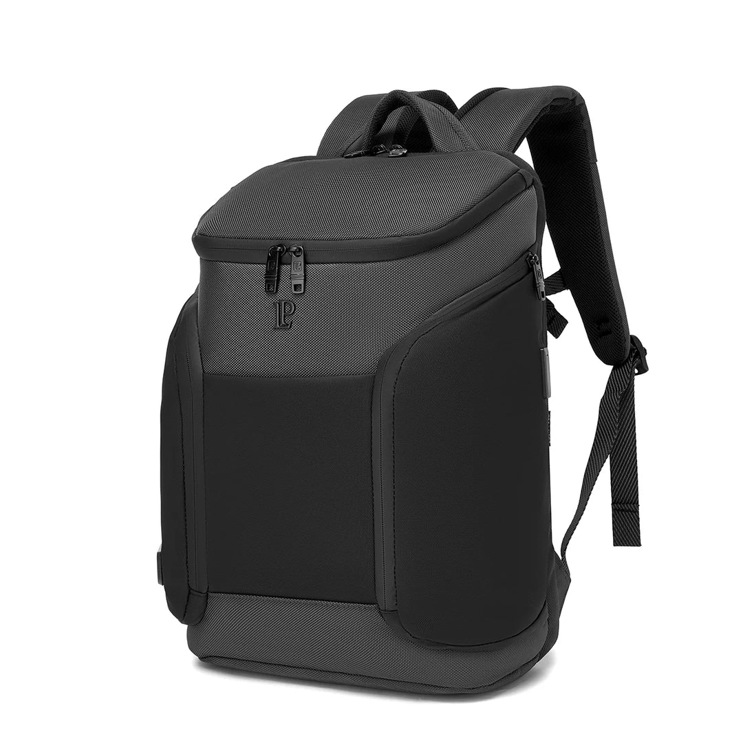 LOUIS POLO AeroVault Graphite Grey USB laptop travel backpack front three-quarter view