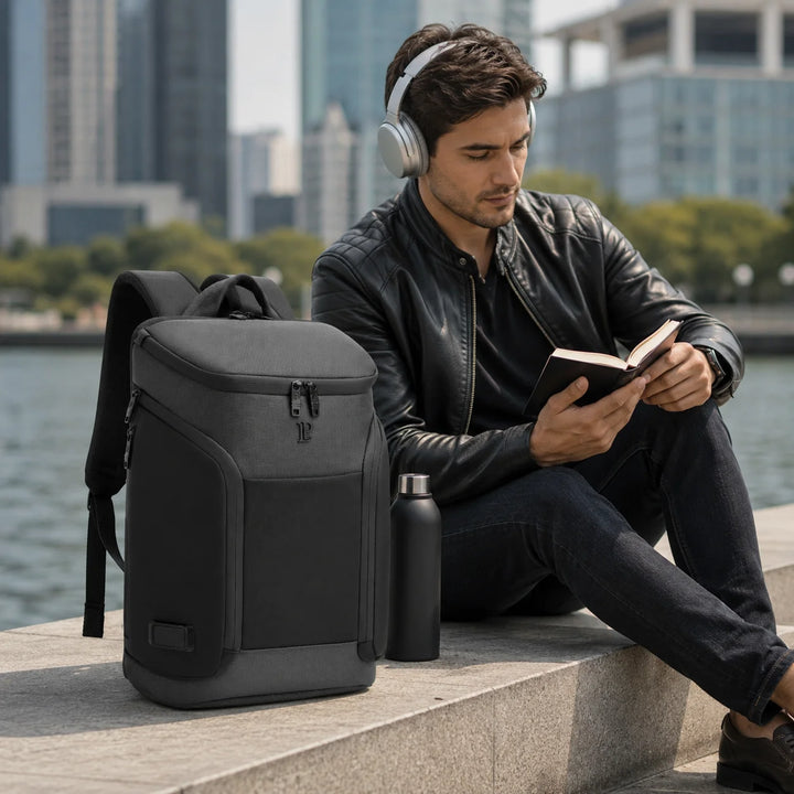LOUIS POLO AeroVault Graphite Grey backpack lifestyle image