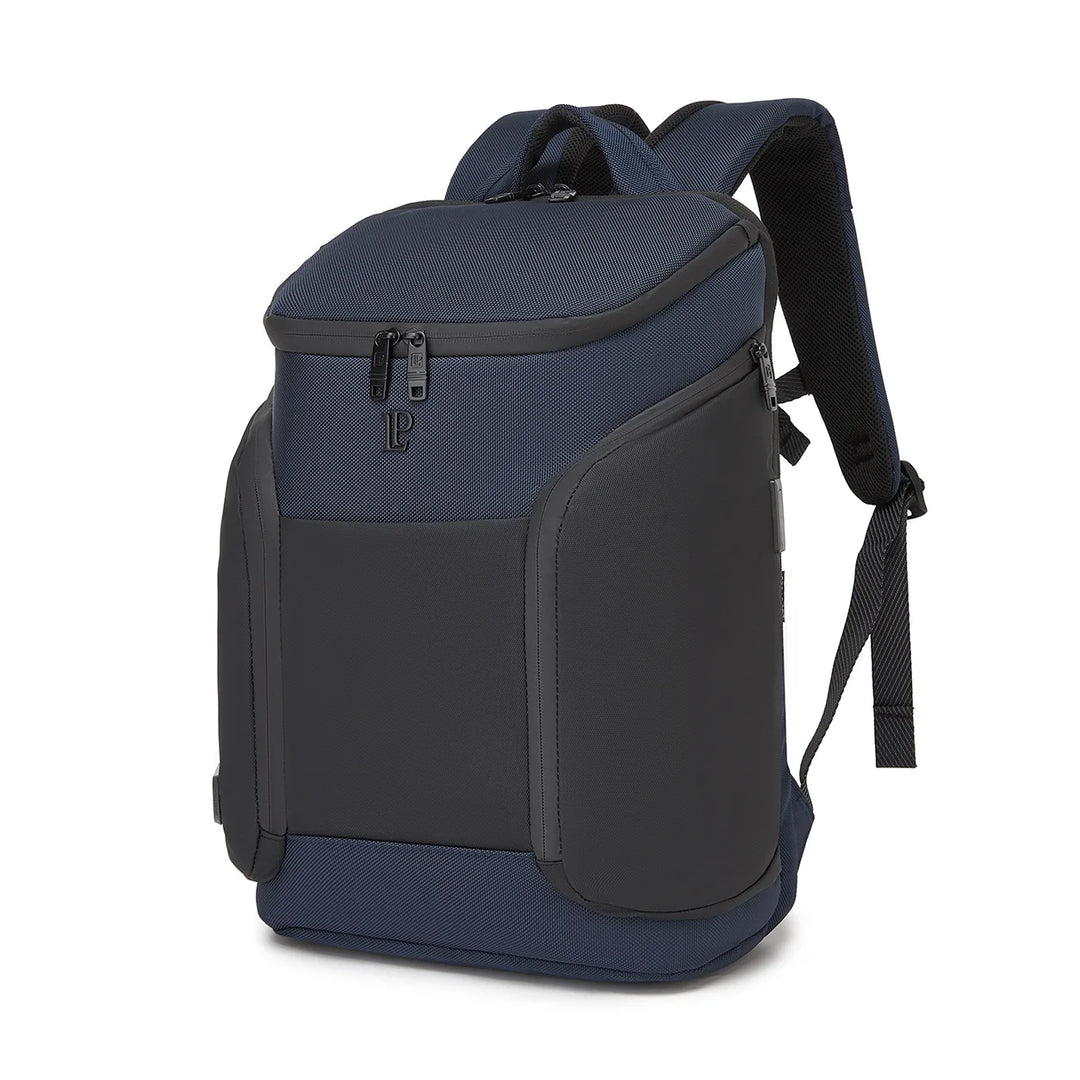 LOUIS POLO AeroVault Midnight Navy USB laptop travel backpack front three-quarter view