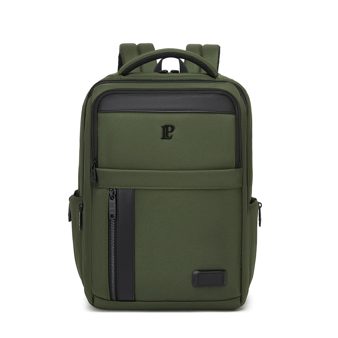 LOUIS POLO MetroGrid Forest Olive executive laptop backpack front view