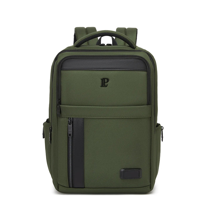 LOUIS POLO MetroGrid Forest Olive executive laptop backpack front view