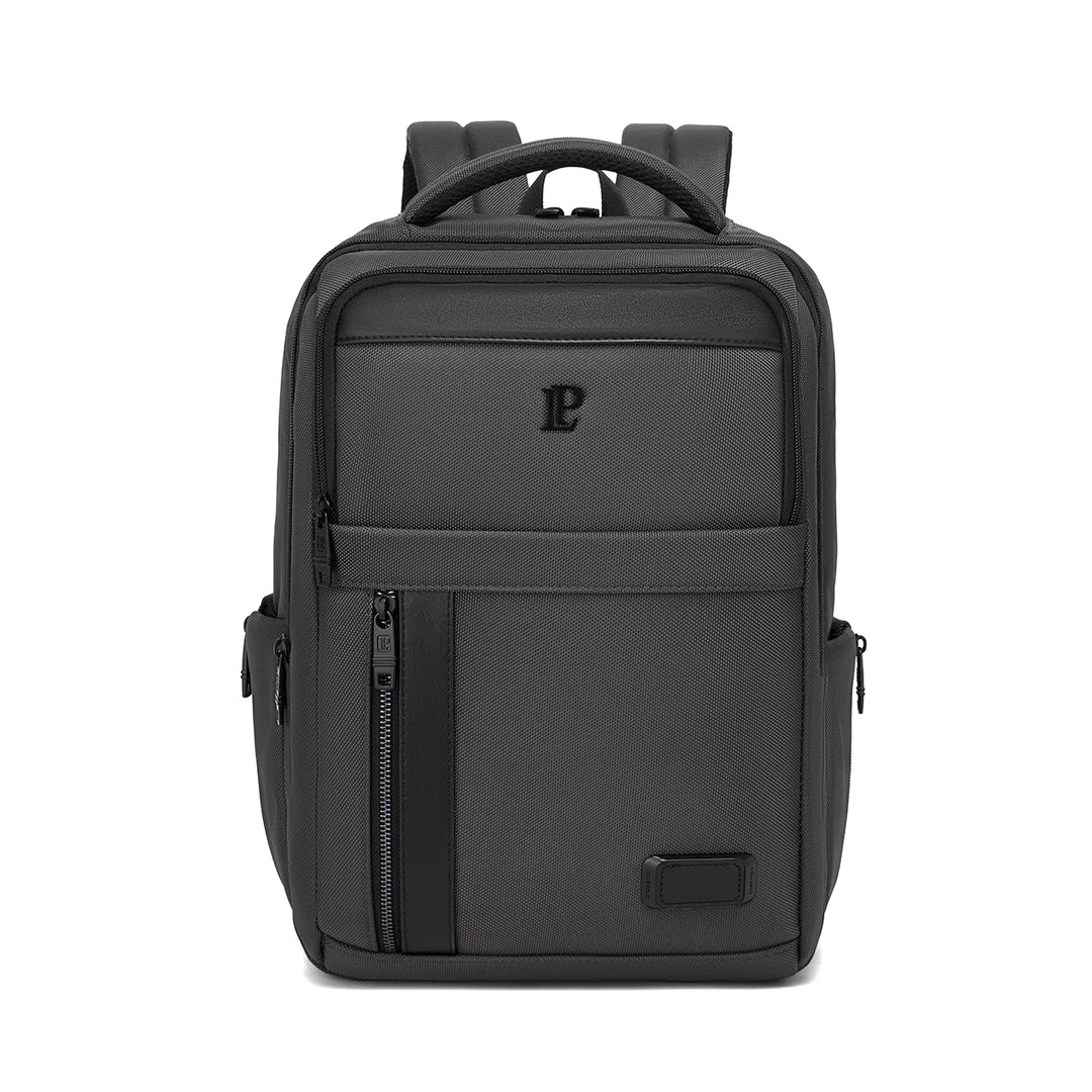 LOUIS POLO MetroGrid Graphite Grey executive laptop backpack front view