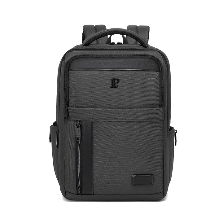 LOUIS POLO MetroGrid Graphite Grey executive laptop backpack front view