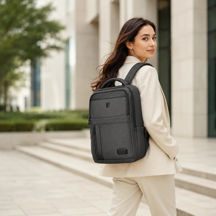 LOUIS POLO MetroGrid Graphite Grey backpack lifestyle image