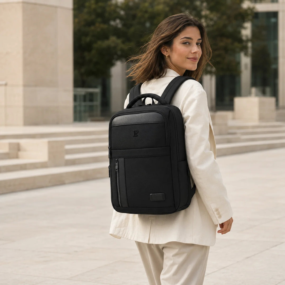 LOUIS POLO MetroGrid Obsidian Black backpack lifestyle image