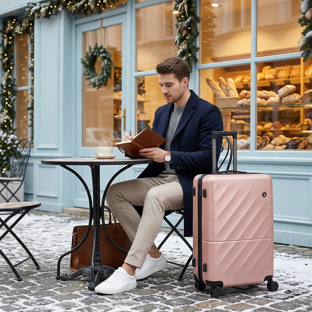 LOUIS POLO SoftSquare 28-Inch Rose Gold check-in trolley lifestyle image