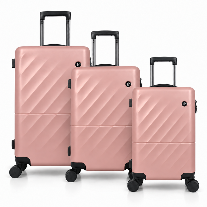 LOUIS POLO SoftSquare Rose Gold set of 3 trolley bags in 20-inch, 24-inch and 28-inch sizes