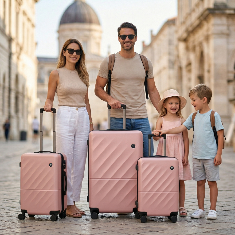 LOUIS POLO SoftSquare Rose Gold set of 3 trolley bags lifestyle image