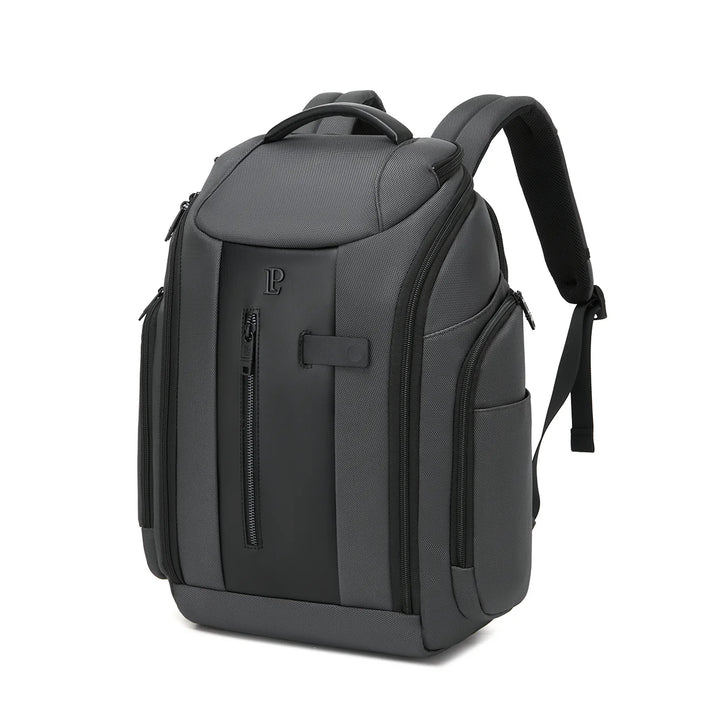 LOUIS POLO TechTrek Black business laptop backpack front three-quarter view