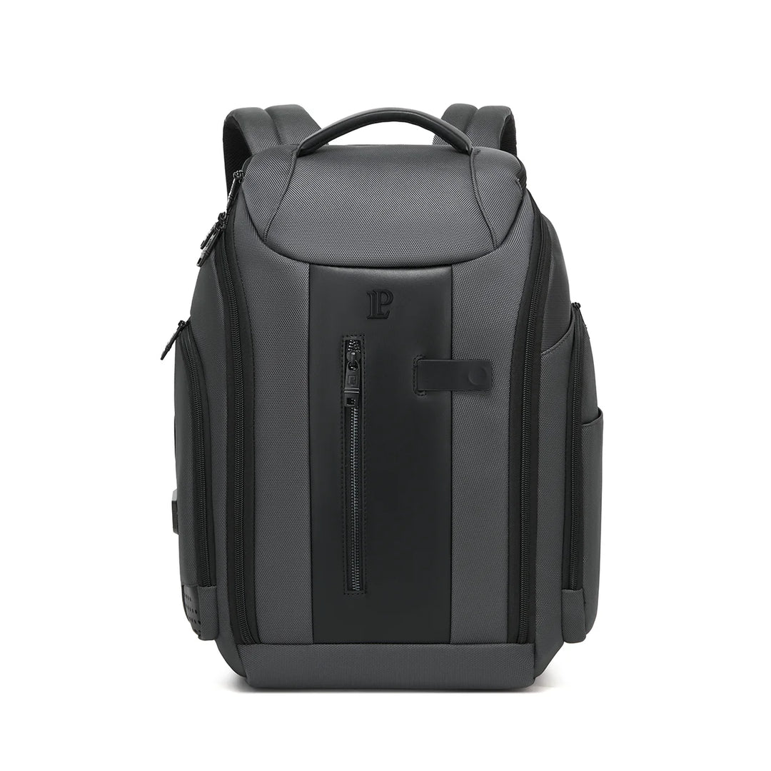 LOUIS POLO TechTrek Black business laptop backpack front view